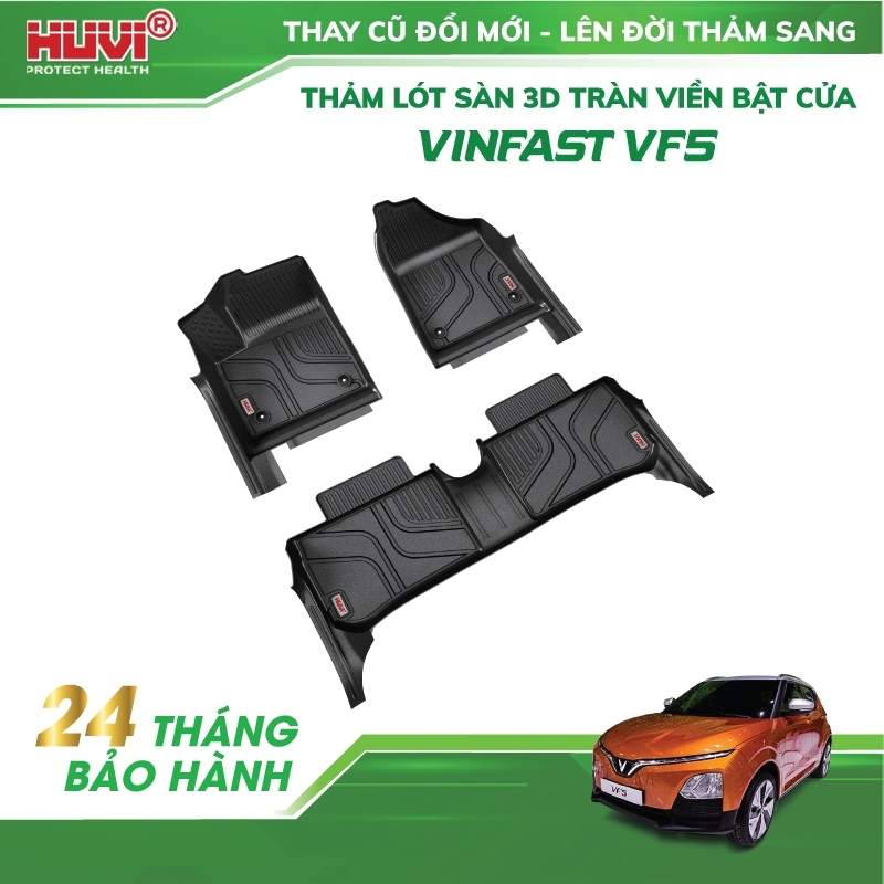 Thảm Lót Sàn Xe Ô Tô Điện VinFast VF5 3D Tràn Viền Nhựa TPE Của HuVi (2023+)