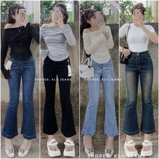 Quần jean nữ ống Loe Lỡ 9 TẤC LAI GẤP 3p (m45-m55) KLii sẵn