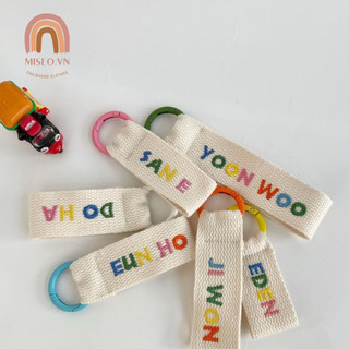 Name tag treo cặp thêu tên theo yêu cầu cho bé, tránh thất lạc, móc khóa treo balo