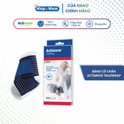 Băng Cổ Chân Kiểu Dây Đai Dán Actimove TaloWrap, Màu Xanh-Trắng - NK Chính Hãng Châu Âu (1 Cái)