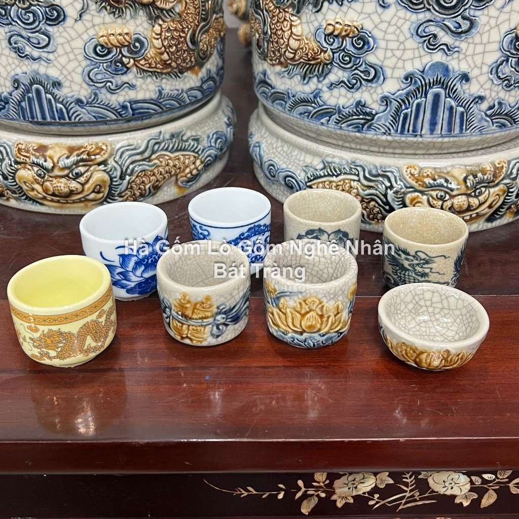 Ly cúng , chung cúng lẻ gốm sứ Bát Tràng