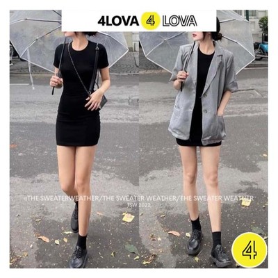 Váy Đầm Body Cổ Tròn, Dáng Ôm 4LOVA Tay Ngắn Trẻ Trung Chất Thun Tăm Phong Cách Hàn Quốc EVA-VBD0176