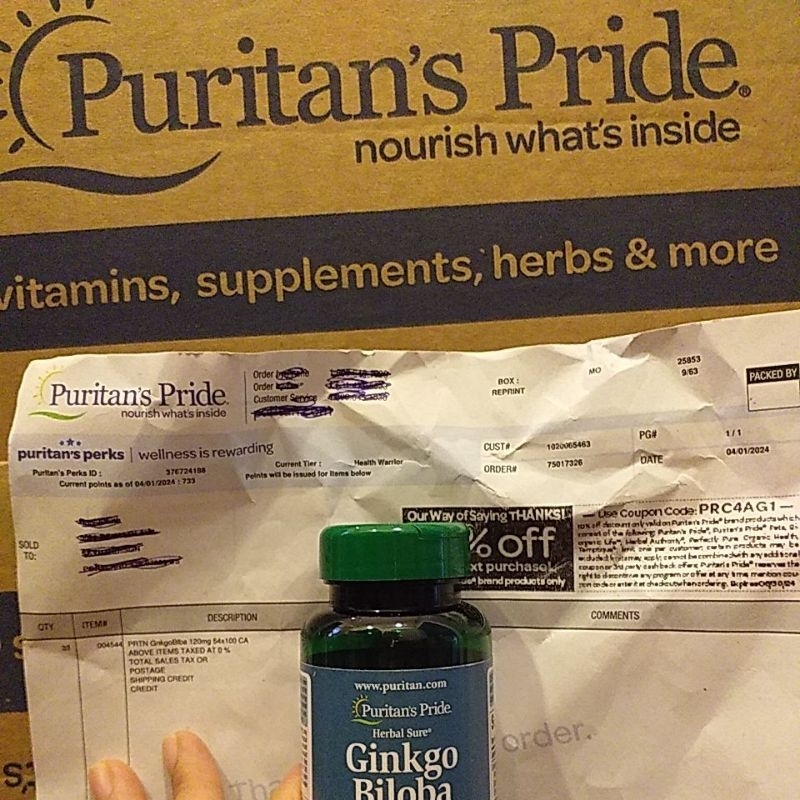 (Bill Hãng) Viên uống tuần hoàn , bổ não GINKGO BILOBA 60mg, 120 viên P u r i t a n P r i d e.