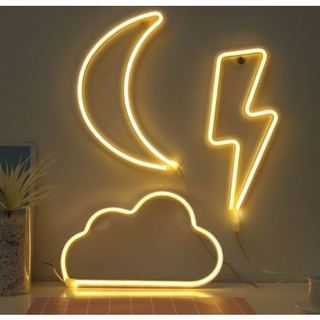 Đèn Neon Tạo Hình Đám Mây Vàng Ấm Áp Decor Phòng Ngủ Siêu Dễ Thương - Tặng Kèm Pin