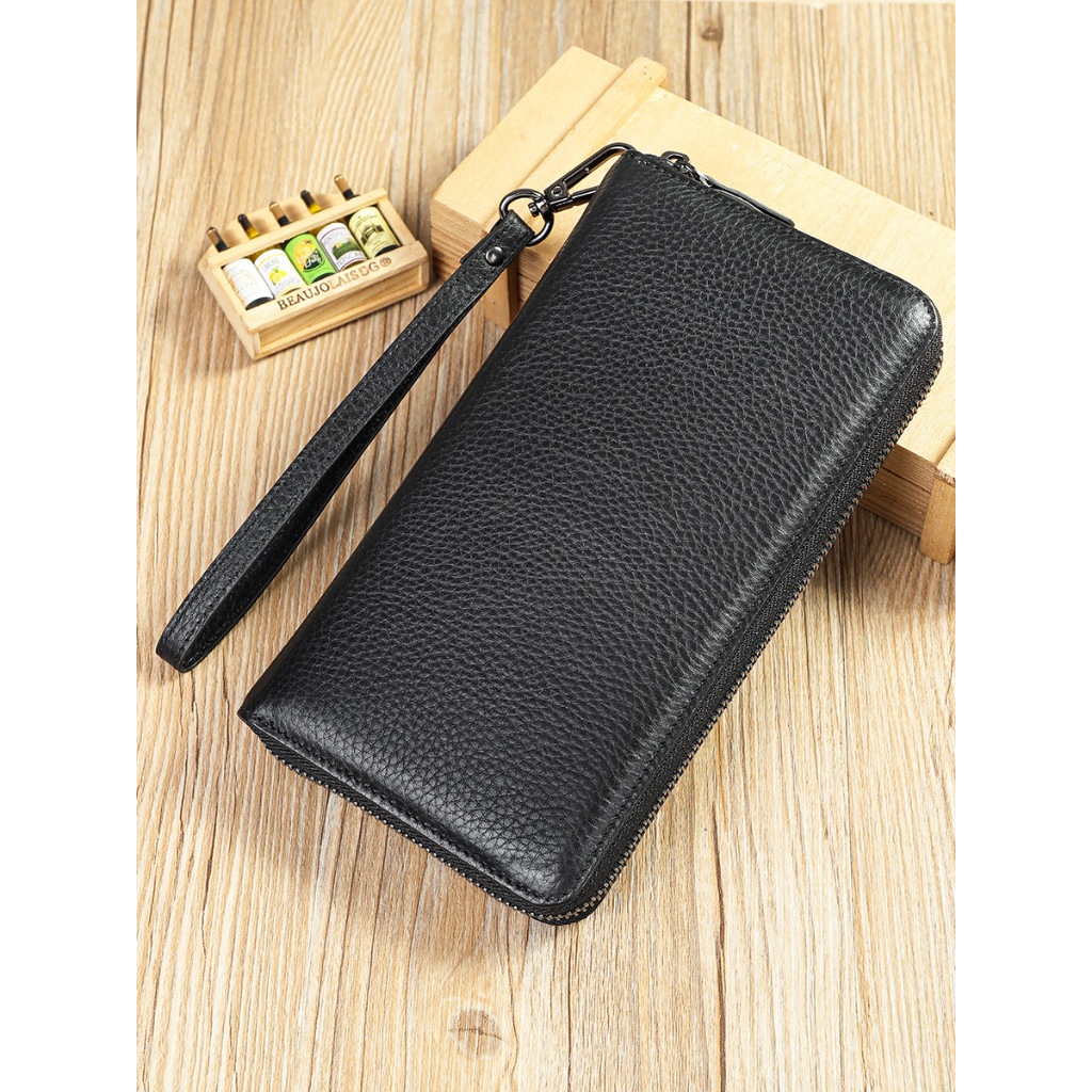 Ví da cầm tay nam V1998 LIINZ LEATHER Da bò thật nguyên tấm