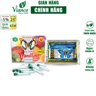 Bột thơm Vani Hiệu con Bươm Bướm Vianco hộp 25g 100 ống nấu chè làm bánh kẹo làm rau câu bánh flan