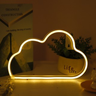 Đèn Neon Tạo Hình Đám Mây Vàng Ấm Áp Decor Phòng Ngủ Siêu Dễ Thương - Tặng Kèm Pin