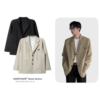 Áo khoác Blazer Button form rộng Nam/Nữ tay dài lịch sự- áo blazer dày dặn có đệm vai tinh tế phong cách Hàn Quốc GIDI