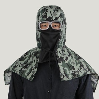 Mũ Bảo Hộ Lao Động Kèm Khẩu Trang Chống Nắng Chống Bụi Kính Bảo Vệ Hoạ Tiết Màu Xanh Có Thể Giặt Được Dành Cho Nam Và Nữ