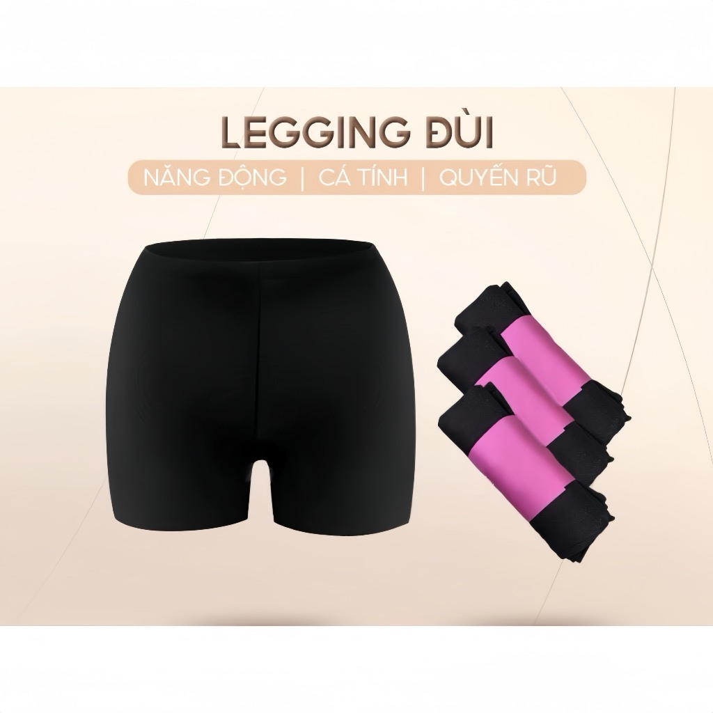 COMBO 3 Quần leging đùi cho nữ, cạp chun lưng cao tôn dáng Ôm gọn Trơn Women Voi Cạp Cao