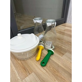 Rổ dụng cụ bằng nhựa trắng quay vắt khô ráo nước cho rau sống salad của I_K_E_A