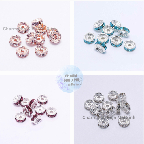 [GIÁ SỈ] Charm Đệm Vòng Tay đính đá - Hạt Đệm Kim Loại Vòng Tay, Vòng Cổ Tự Làm - Chốt chặn phụ kiện vòng