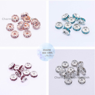 [GIÁ SỈ] Charm Đệm Vòng Tay đính đá - Hạt Đệm Kim Loại Vòng Tay, Vòng Cổ Tự Làm - Chốt chặn phụ kiện vòng