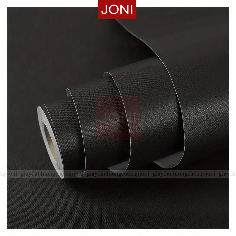 Giấy dán tường màu đen có keo sẵn chống thấm nước cuộn 10m JONI