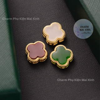 Hoa Bốn Cánh Vuông Có 3 Màu - Charm Phụ Kiện Xâu Phối Vòng Tay Chuỗi Hạt Gỗ Mặt Dây Chuyền Phong Thuỷ May Mắn Nam Nữ