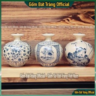 Bình hút lộc men rạn Bát Tràng cao cấp, bình hút lộc vẽ tứ cảnh, hoa sen, hoa dây gốm sứ cao cấp