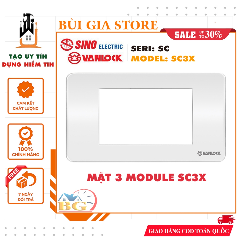 Mặt 3 mô đun Sino - Vanlock SC3X (Seri SC)