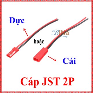 Cáp JST 10cm/15cm đầu tráng thiếc, Cáp JST 2P đực/cái tự chọn