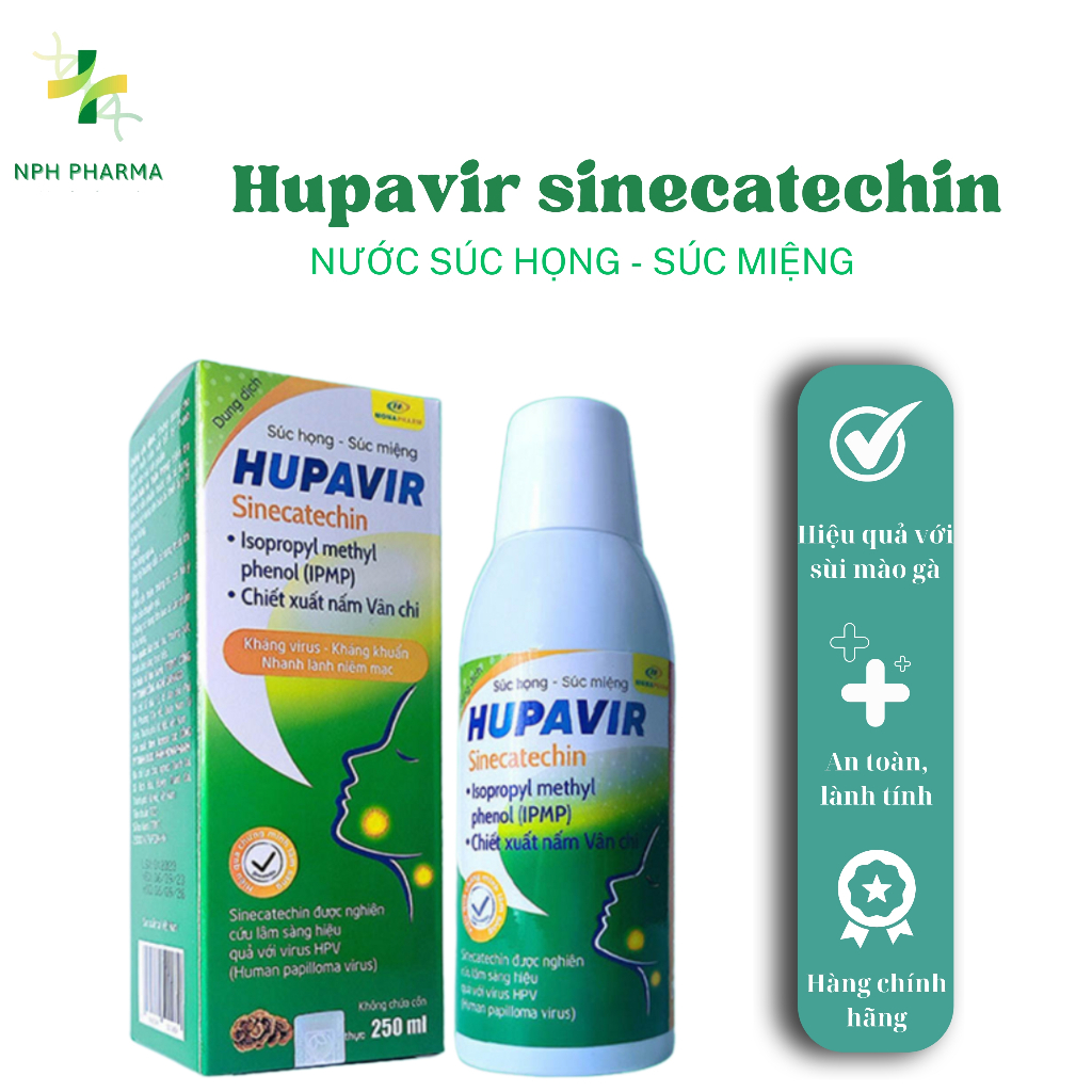 [ Che tên] Nước súc miệng Hupavir 250ml - Hỗ trợ sùi HPV & hạt lympho cho cả nam và nữ
