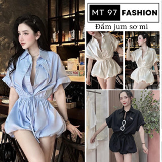 Jumpsuit Nữ Set Áo Cổ Sơ Mi 2 lớp Chân Váy Jum sang chảnh Tiểu Thư Đầm Xinh Màu Kem Trắng Đen Xanh Công Chúa MT97 SHOP