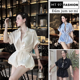 Set Jumpsuit Nữ Chân Váy Bí Jum Sơ Mi Sang Chảnh Tiểu Thư Đầm Xinh 4 Màu Trắng Kem Xanh Đen Công Chúa MT97 FASHION