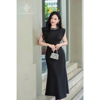 Đầm body cổ phối hạt cao cấp