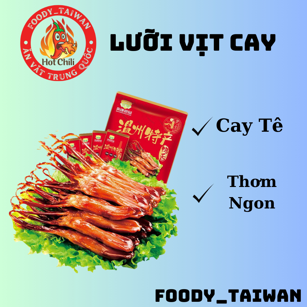 Lưỡi Vịt Cay Tê - Lưỡi Vịt Trung Quốc - Lưỡi Vịt Tẩm Vị Siêu Cay - Gói 10G - foody_taiwan