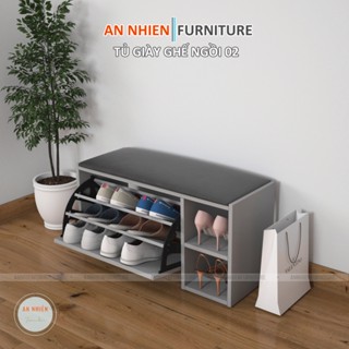 Tủ Đựng Giày Dép Thông Minh Kết Hợp Ghế Nệm Ngồi Thay Giày (TG02) KT80x30x45cm - Nội Thất An Nhiên
