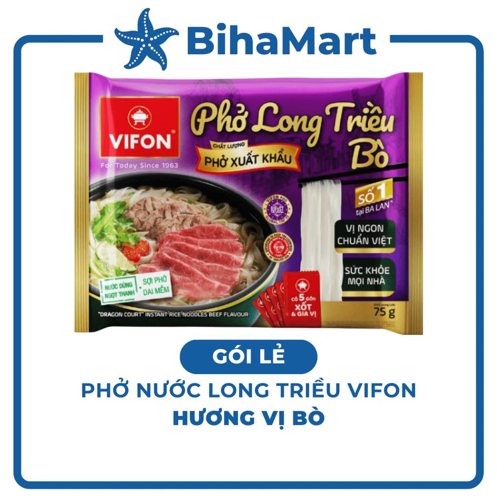 [GÓI LẺ]- VIFON - Phở Long Triều hương vị Bò, Long Triều phở bò Long Triều, Phở bò Vifon, Phở Vifon 