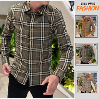 Áo Sơ Mi Nam Tay Dài Sọc Caro Chât Liệu Cotton Lạnh Cao Cấp Vải Dệt Kim Hạn Chế Nhăn