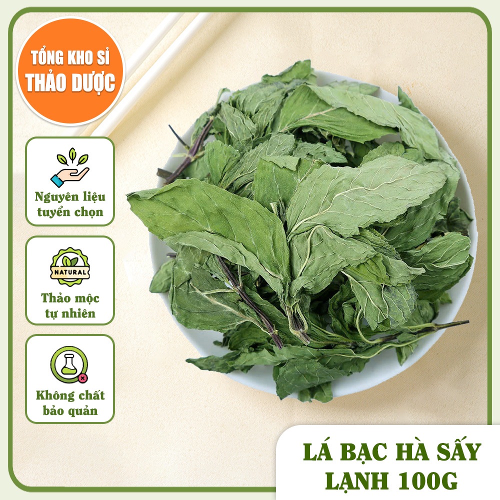 Lá bạc hà sấy lạnh 100g, trà bạc hà, nguyên lá, sạch, thơm, dùng pha trà, giảm căng thẳng, stress