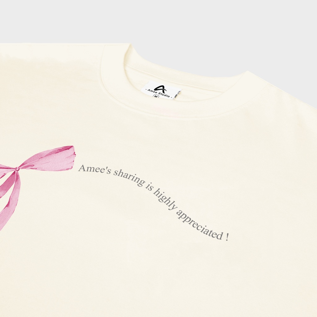 Áo Thun Unisex Nơ Hồng Local Brand Amee Studio Form Rộng Cotton 250gsm | BigBuy360 - bigbuy360.vn