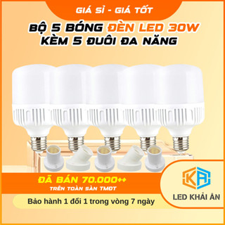 [KM2] Combo 5 Bóng Đèn LED 30W + 5 Đui Đèn gắn tường Đèn Led Cao Cấp Tiết Kiệm Điện Bảo Hành 12 Tháng - Đèn Led Khải Ân