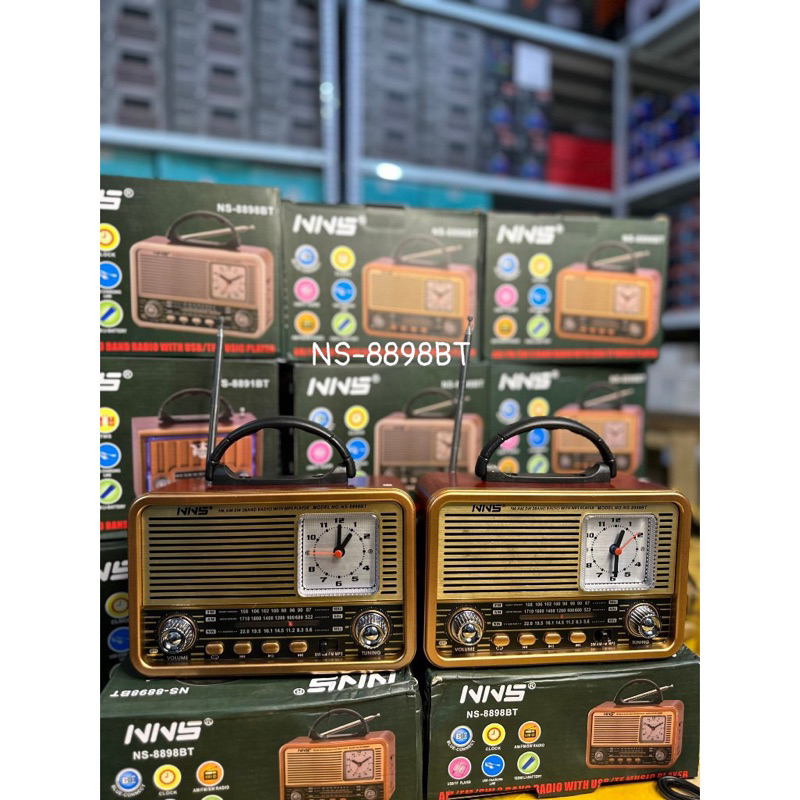 Đài RADIO NNS NS-8898BT  tích hợp đồng hồ cơ, hỗ trợ Bluetooth, USB, sóng khoẻ