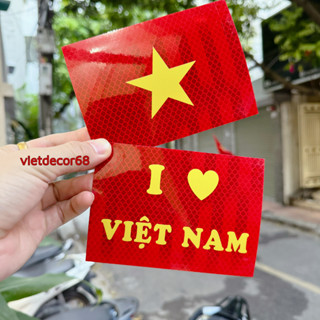 Miếng dán Cờ Việt Nam, Decal Cờ phản quang dán Xe máy, Oto - I love Vietnam