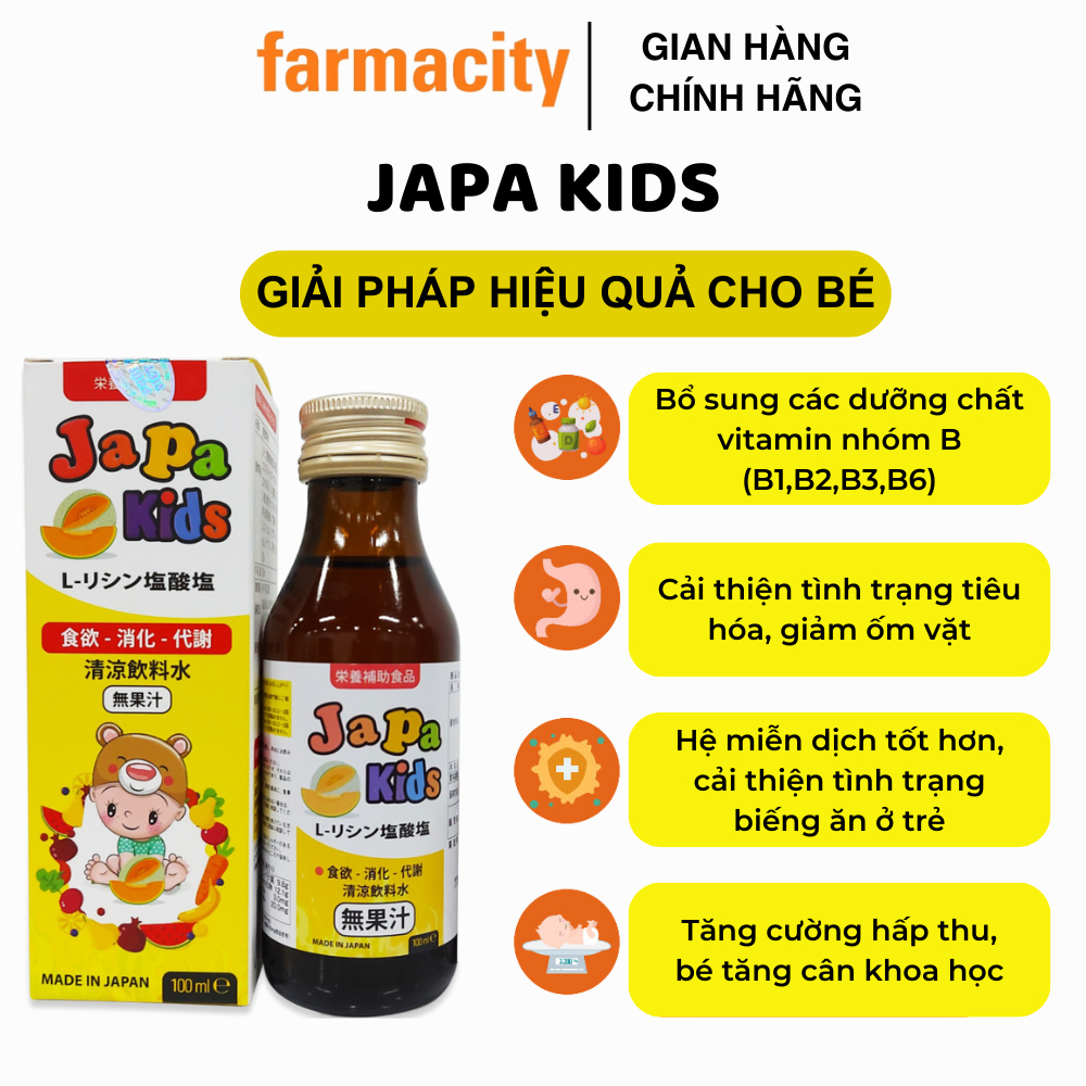 Siro Ăn Ngon Japa Kid Giải Pháp Biếng Ăn Tổng Quát và Hỗ Trợ Sức Khỏe Cho Trẻ Em Chính Hãng