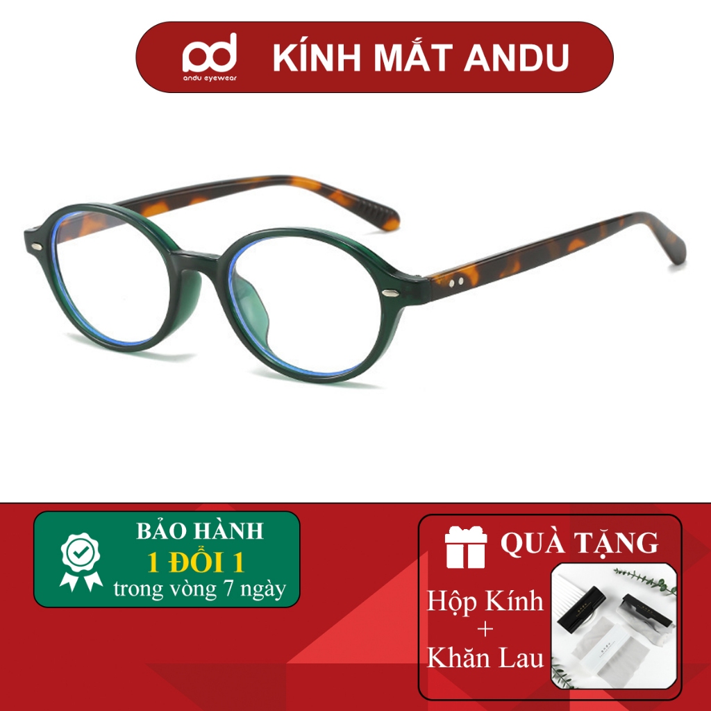 Gọng kính cận thời trang nữ ANDU EYEWEAR dáng tròn dẹp phong cách 2YK chất liệu nhựa