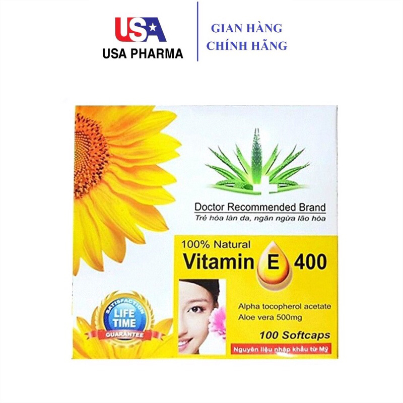 Vitamin E 400 viên uống đẹp da hộp 100 viên