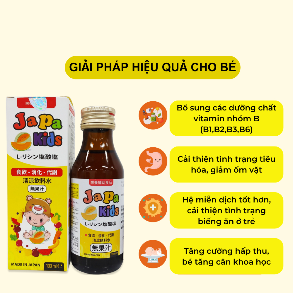 Siro Ăn Ngon Japa Kid Giúp Bé Ăn Ngon Ngủ Ngon Tăng Cường hệ Miễn Dịch Chính Hãng Japa Kids Lọ 100ml