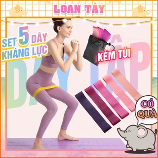 Set 5 Dây Cao Su Kháng Lực Tập Săn Chắc Cơ Yoga Gym L2573