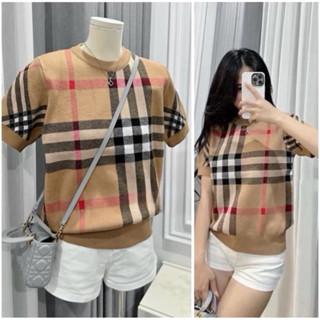 Áo len mongtoghi nữ kẻ sọc nâu chữ B hàng QC mặc 4 mùa kèm ảnh thật