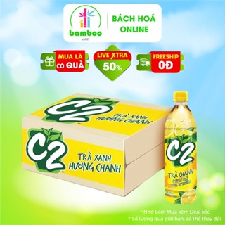 Thùng 24 Chai Trà Xanh C2 Hương Chanh - Hương Táo - Hương Đào