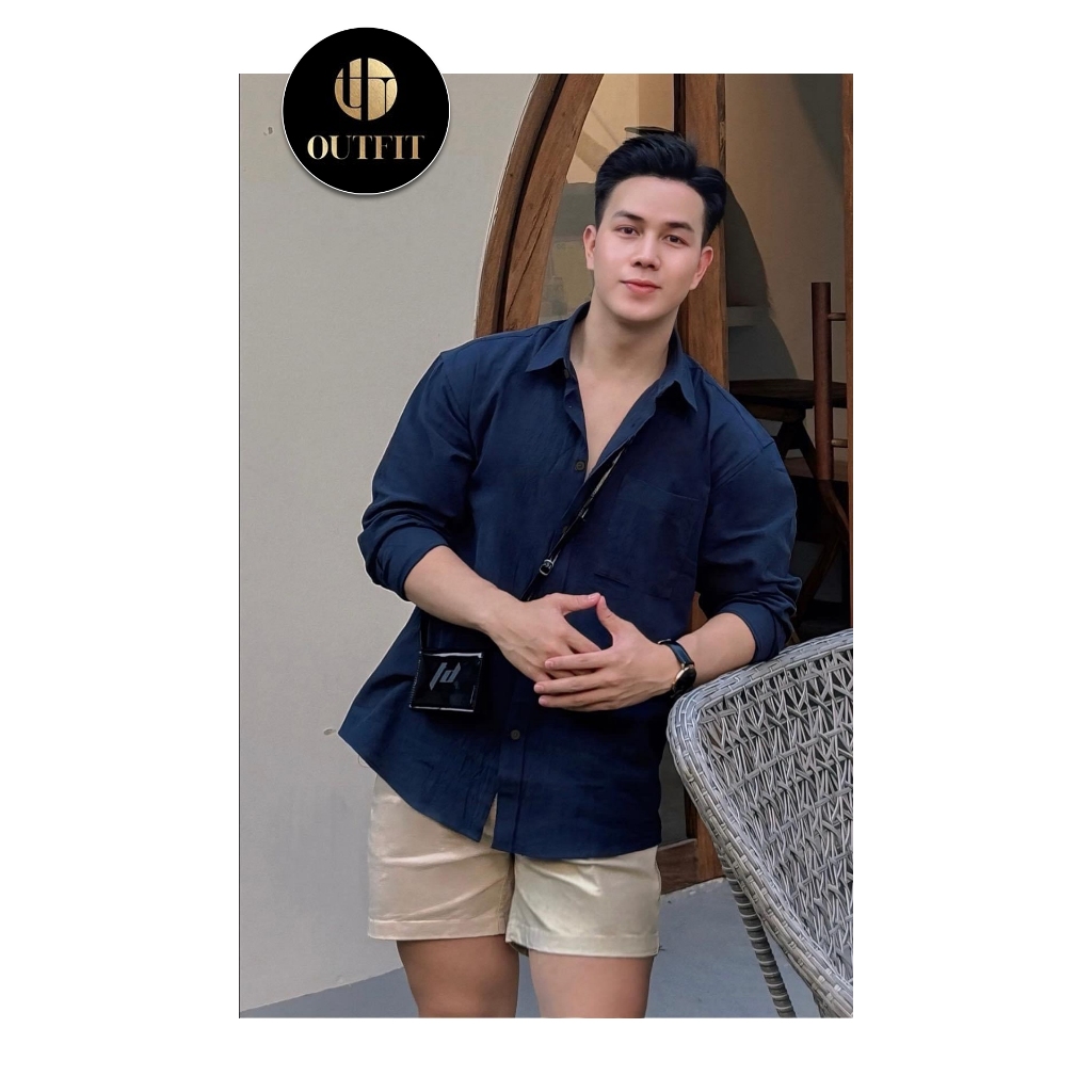 Áo Sơ Mi Nam Tay Dài Vải Linen Outfit Có Bigsize Tới 130kg - 41111
