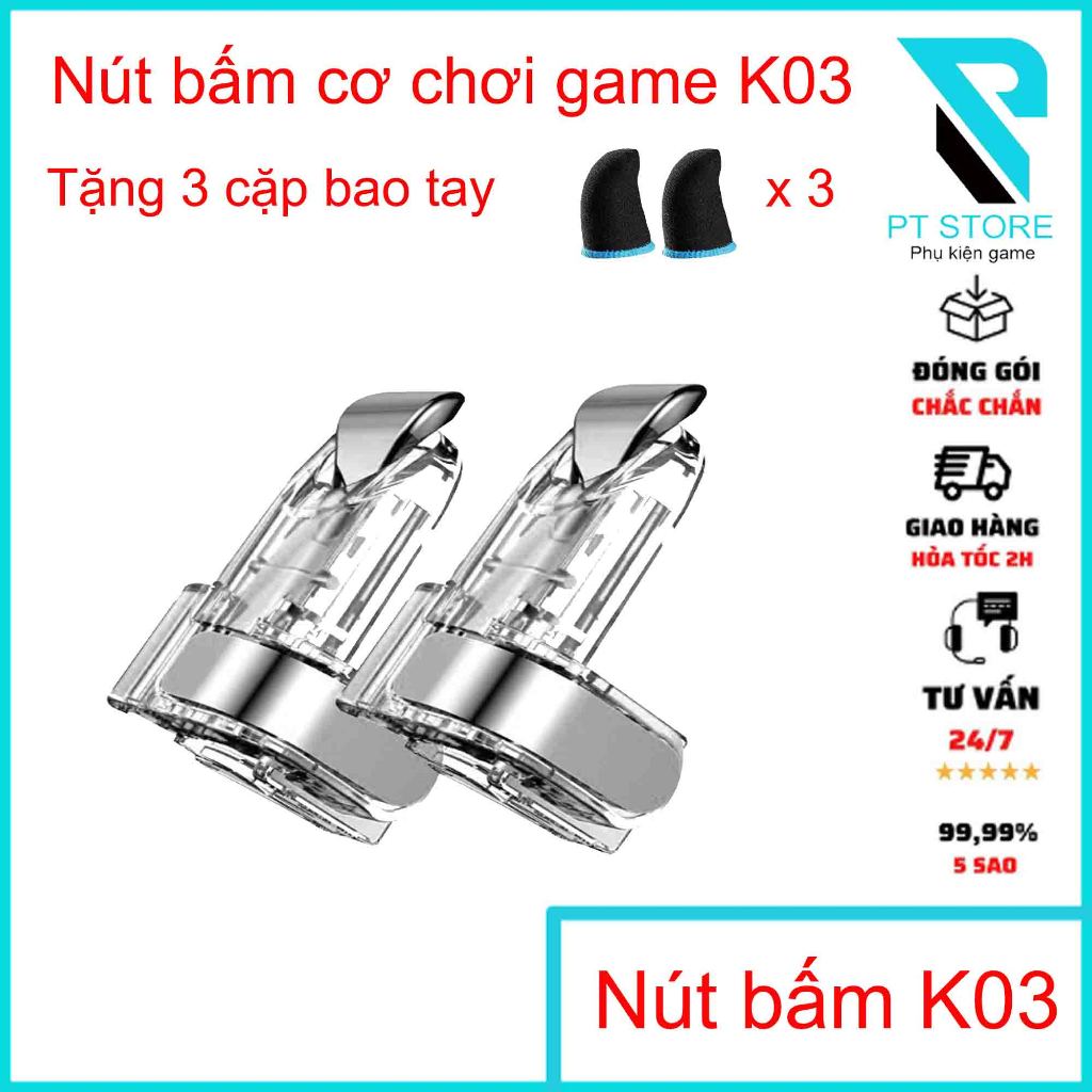 [SIÊU PHẨM] BỘ 2 NÚT BẤM CƠ K03 KIM LOẠI TRONG SUỐT HỖ TRỢ CHƠI GAME PUBG MOBILE, ROS MOBILE