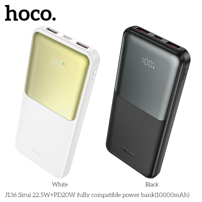 Sạc dự phòng nhanh PD20W Hoco J136 dung lượng 10000mAh, PD20W + QC3.0, nhỏ gọn có đèn LED hiển thị s