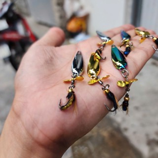   CHất lượng  Mồi thìa lượn Titan 3,2g; 4,5g kết hợp lưỡi xoay mồi côn trùng câu lure cá mương suối chày đất siêu nhạy 