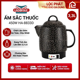 Ấm Sắc Thuốc LADOMAX HA- 8833D 3,3L Có Chuông Báo Mâm Nhiệt Inox Giữ Ấm 2 Chế Độ Nấu bh 12 Tháng