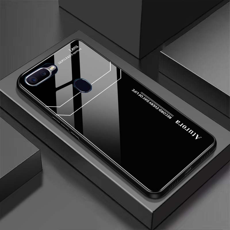 Ốp Lưng OPPO F9, A12, A5S, A7 Mặt Lưng Kính Cường Lực Sáng Bóng