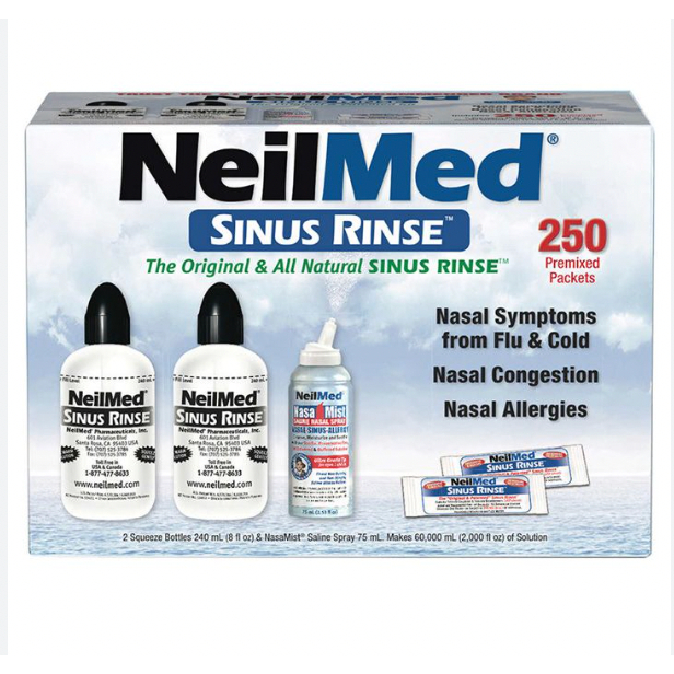 Bộ bình rửa mũi NEILMED SINUS  RINSE kèm 250 gói muối