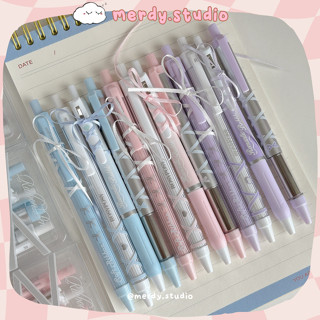 Set 4 bút gel ROSY POSY nơ coquette Ribbon Neutral kèm dây nơ